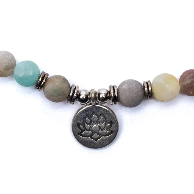 Mala Amazonite elastic with Lotus