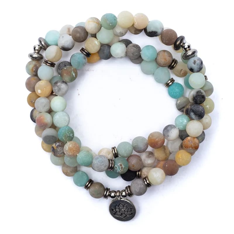 Mala Amazonite elastic with Lotus