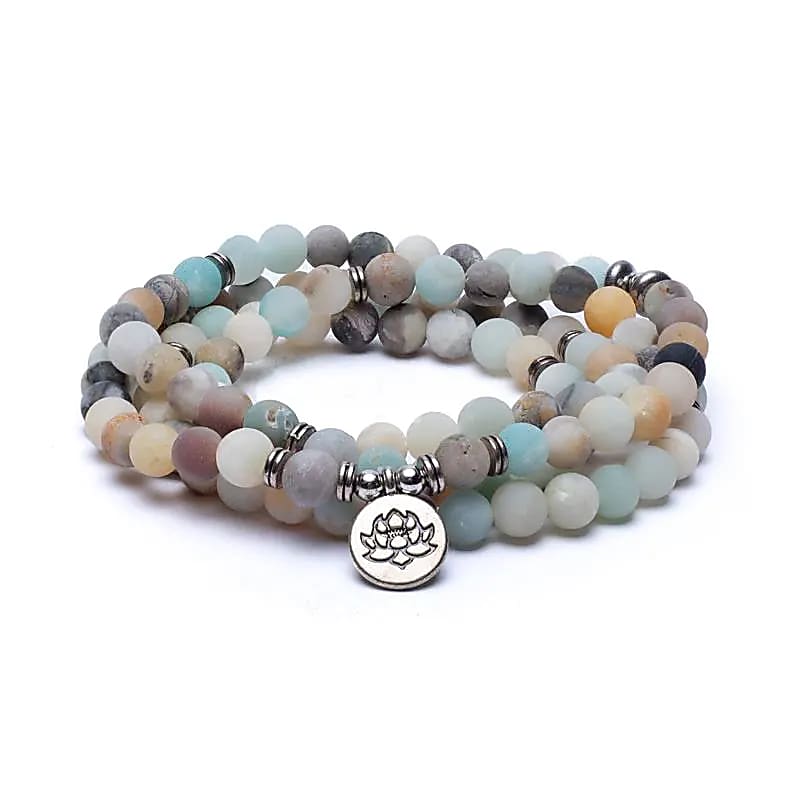 Mala Amazonite elastic with Lotus