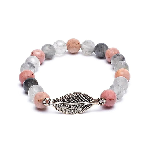 Mala-Armband Rhodonit-Grauer Quarz