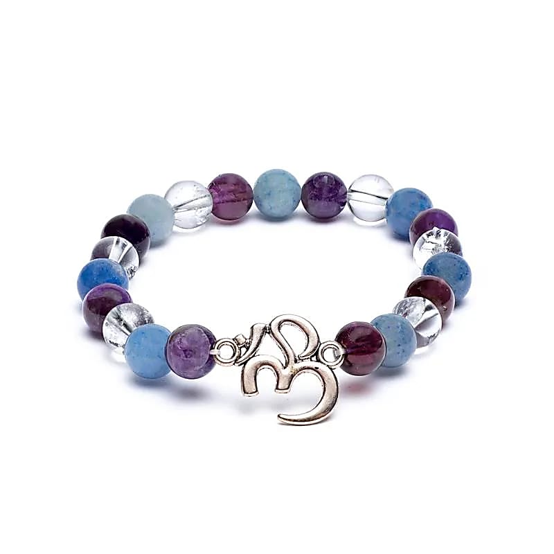 Mala-Armband Amethyst-Bergkristall-Blauer Aventurin (Quarz)