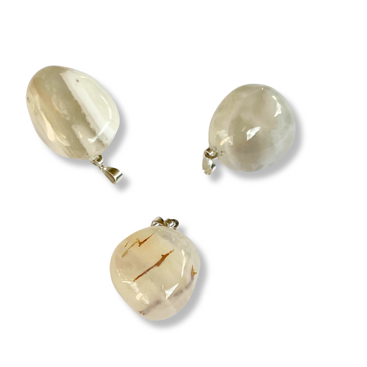 Drum stone pendant Agate white