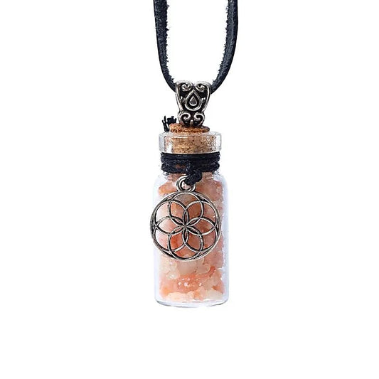 Gift bottle on a cord Sunstone and seed of life