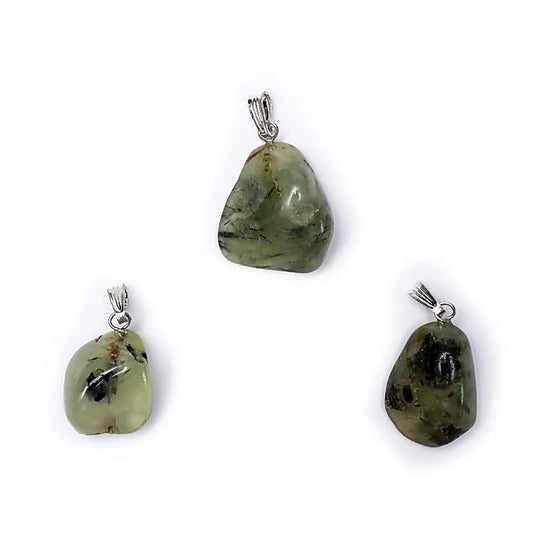 Prehnite tumbled stone pendant