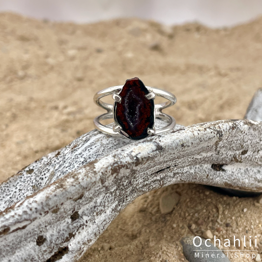 Bague en argent agate géode taille 58