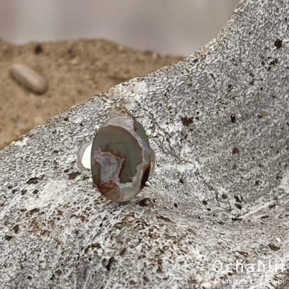 Aquaphrase (Chalcedony) silver ring size 52