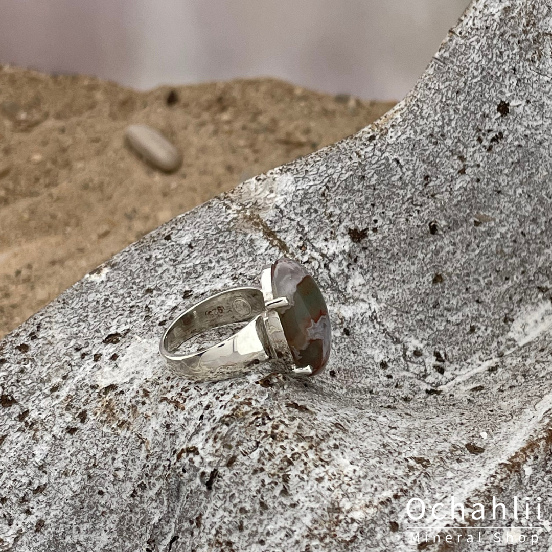 Aquaphrase (Chalcedony) silver ring size 52