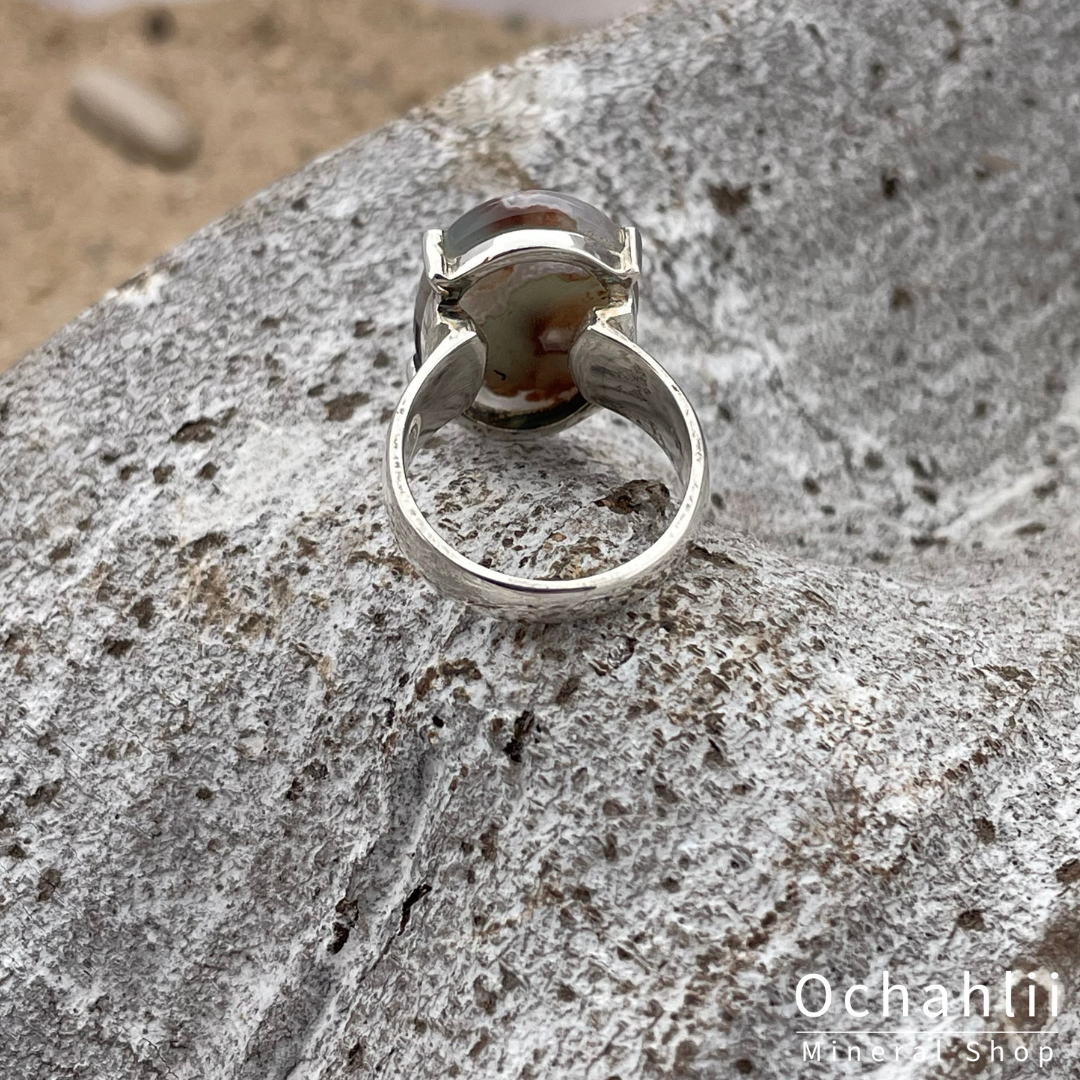 Bague en argent Aquaphrase (Calcédoine) taille 52