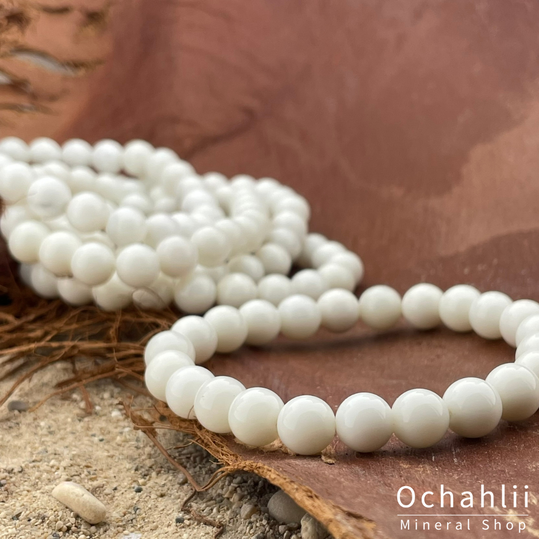 Bracelet Agate blanche facette 6mm