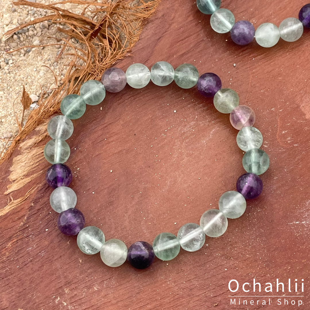 Fluorite green-purple bracelet 4mm