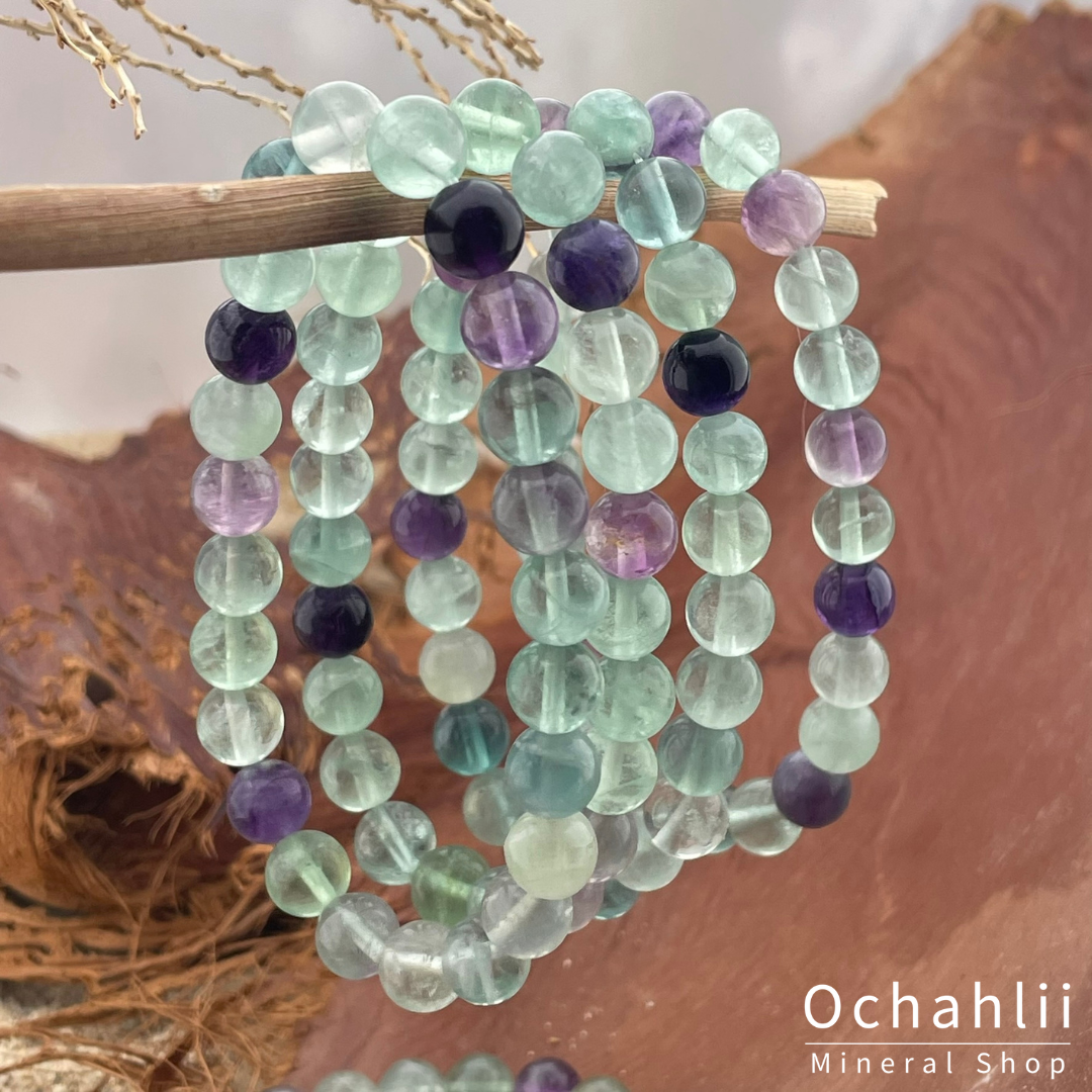 Fluorite green-purple bracelet 4mm