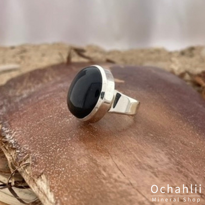 Black Star (Diopside) "Star of India" zilveren ring maat 53