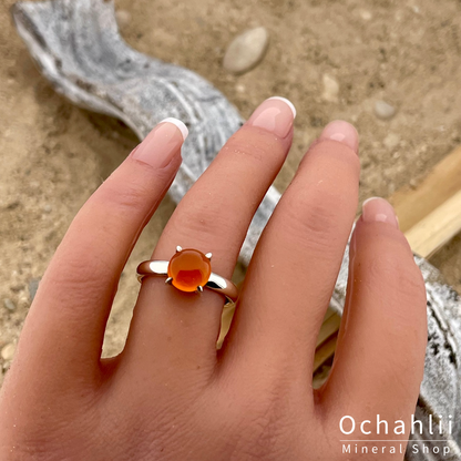 Carnelian silver ring size 55