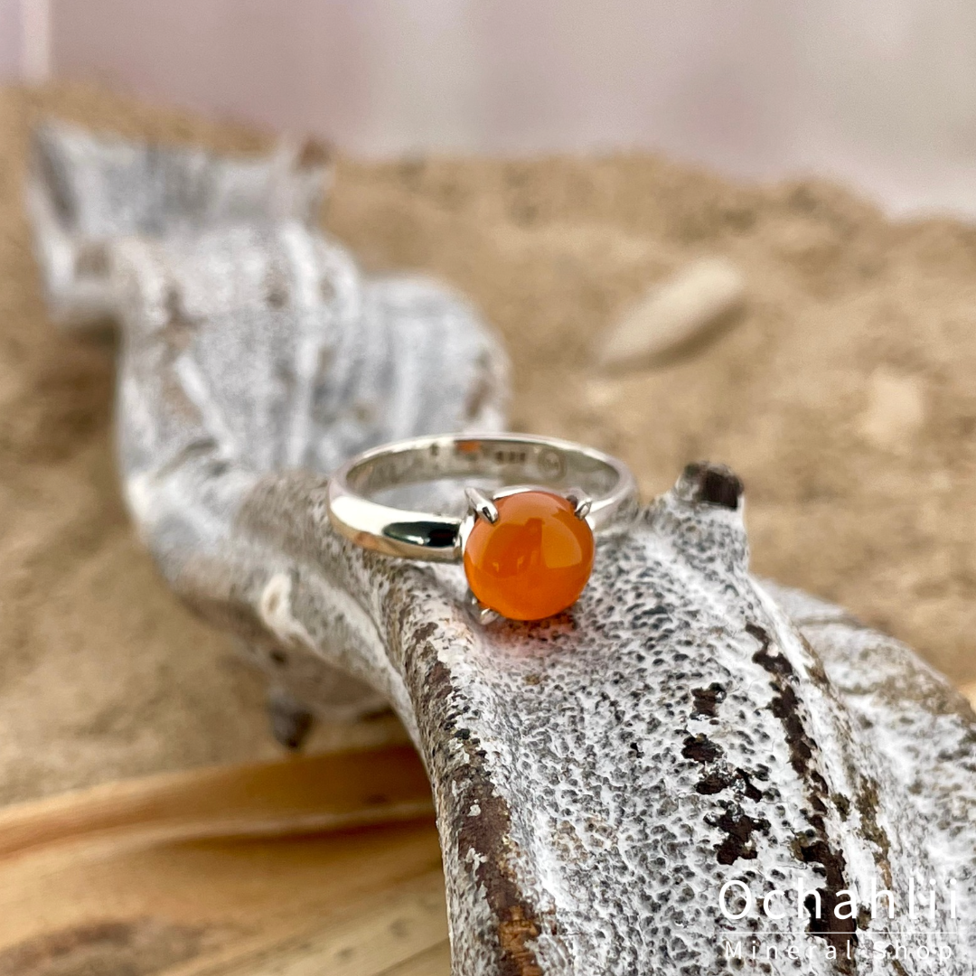 Carnelian silver ring size 55