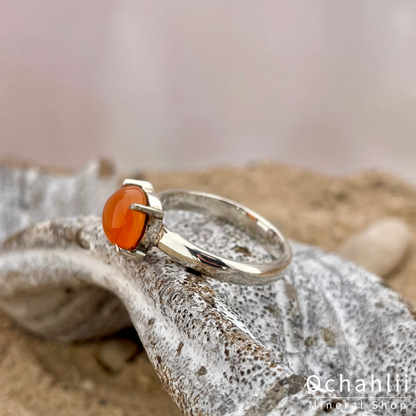 Bague cornaline en argent taille 55