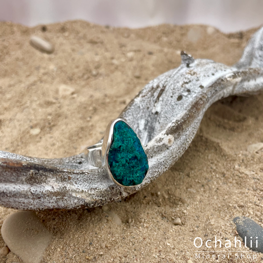 Bague chrysocolle en argent taille 53