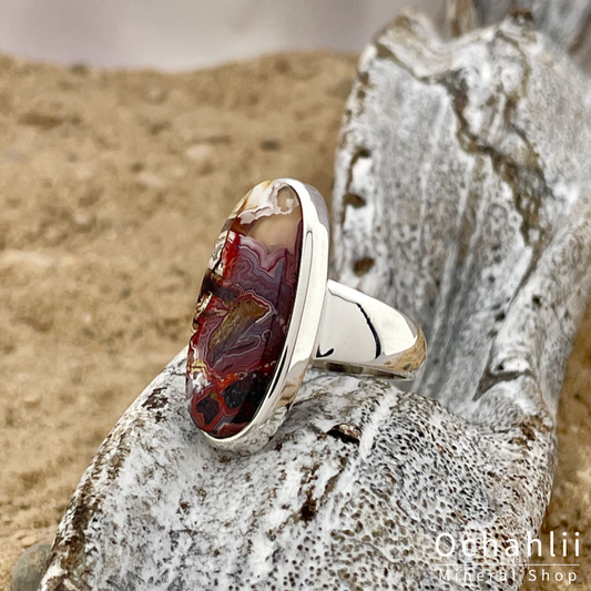 Bague en argent Crazy Lace Agate taille 56 