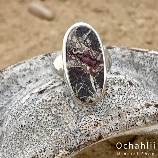 Bague en argent Crazy Lace Agate taille 55 