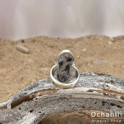 Dendrite opal silver ring size 54 