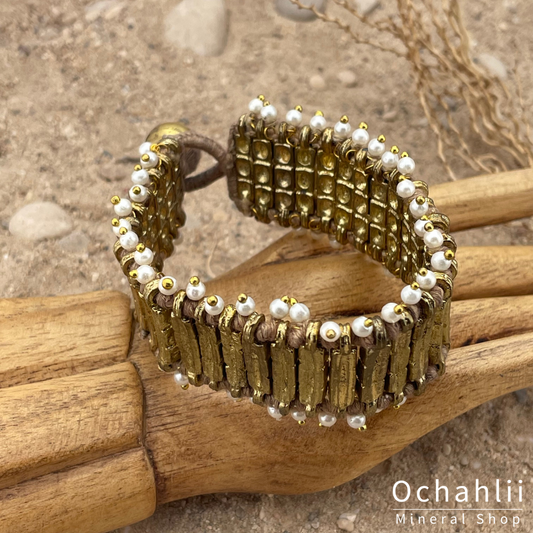 Ethnic bracelet gold-colored/taupe