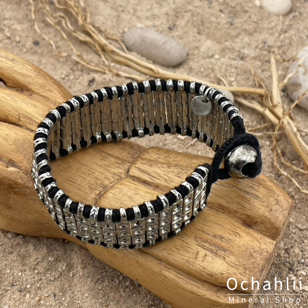 Ethnic bracelet silver/black