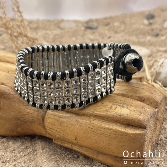 Ethnic bracelet silver/black