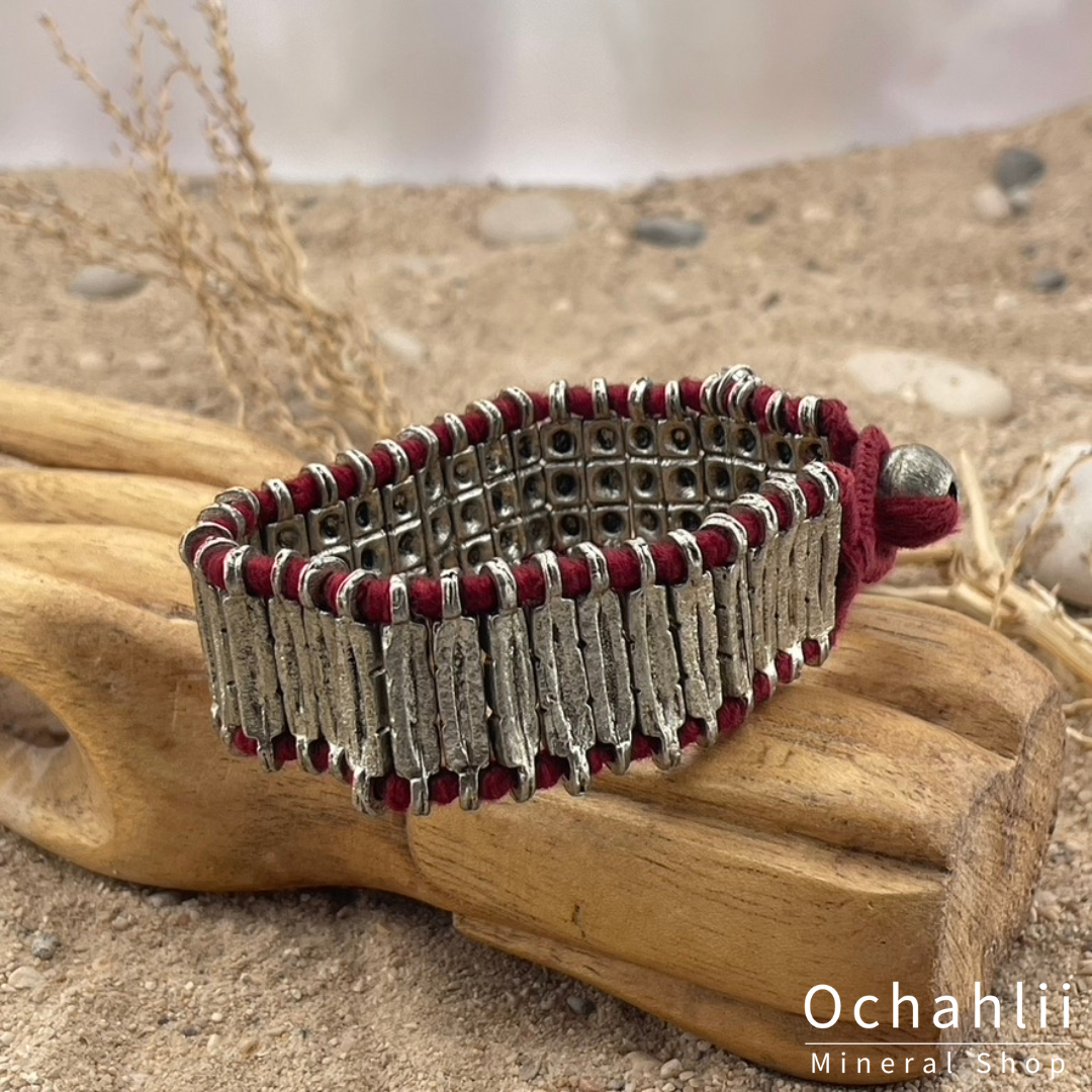 Ethnic bracelet silver-colored/burgundy