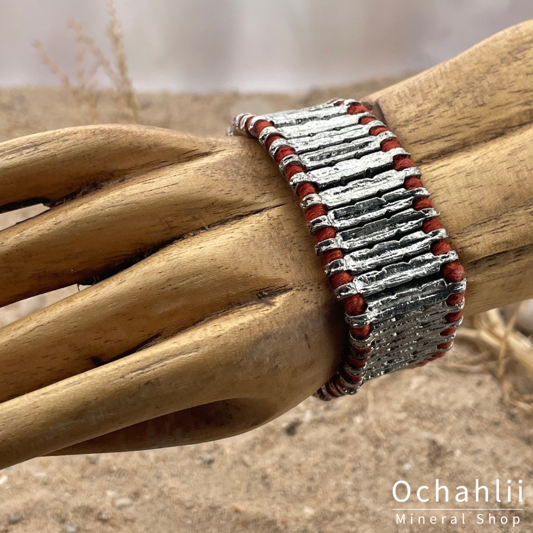 Ethische Armband silberfarben/orange-rot