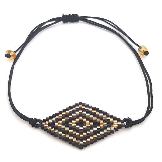 Bracelet Japanese beads black/gold colored