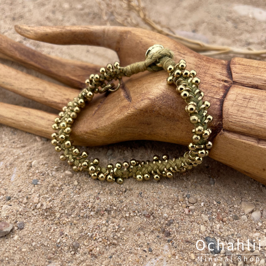 Ethnic bracelet gold-colored/olive green