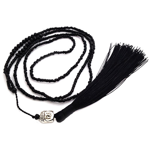 Collier perles noires avec Bouddha