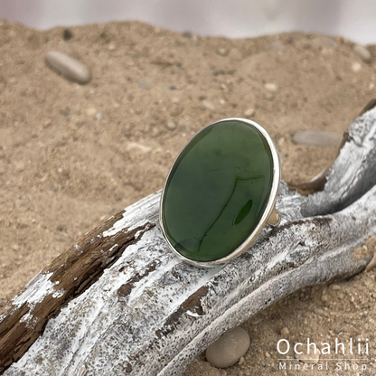 Bague en argent jade taille 62+