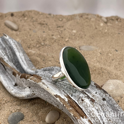 Bague en argent jade taille 62+