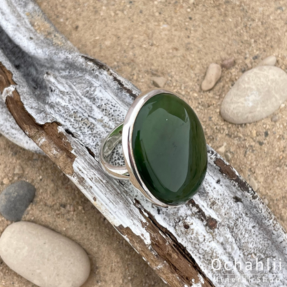 Bague en argent jade taille 62+