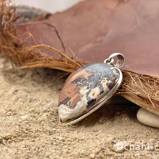 Dendrite opal silver pendant