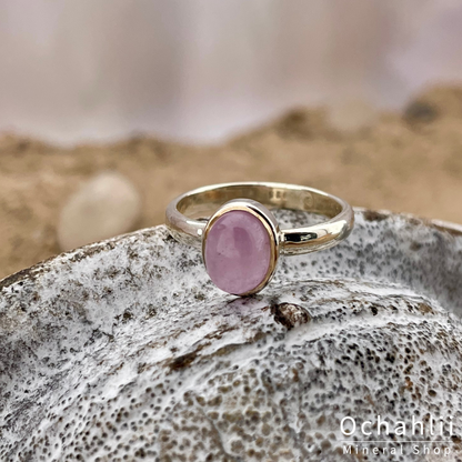 Kunzite silver ring size 54