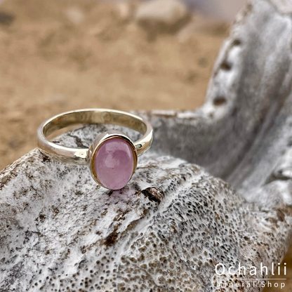 Kunzite silver ring size 54