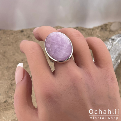 Kunzite silver ring size 61