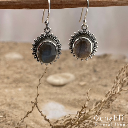 Boucles d'oreilles en argent labradorite