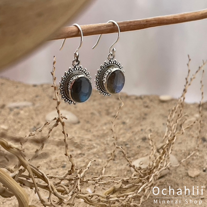 Boucles d'oreilles en argent labradorite