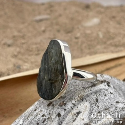 Bague en argent brut labradorite taille 62+