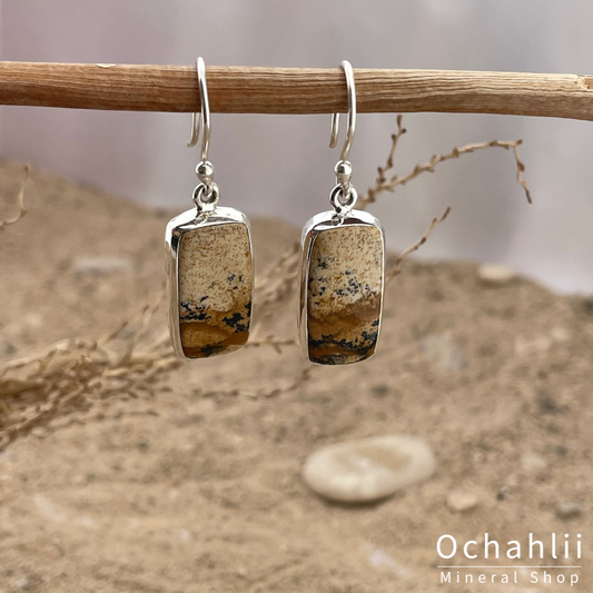 Boucles d'oreilles en argent Jaspe paysage