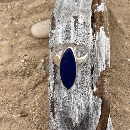 Lapis Lazuli ruw zilveren ring maat 53