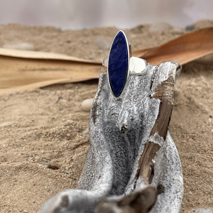 Lapis Lazuli ruw silberner Ring Größe 53