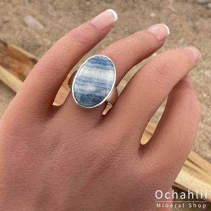 Lapis Lace Onyx Silberring Größe 62