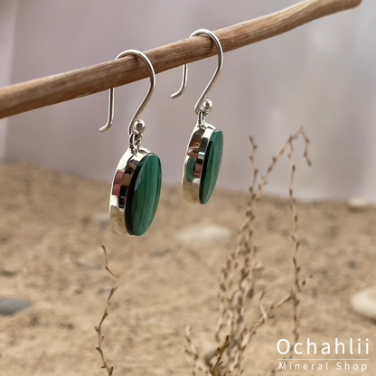 Boucles d'oreilles en argent malachite