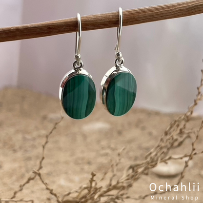 Boucles d'oreilles en argent malachite