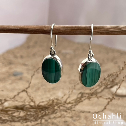 Boucles d'oreilles en argent malachite