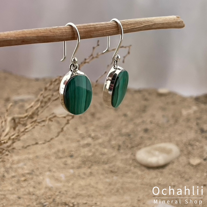 Boucles d'oreilles en argent malachite