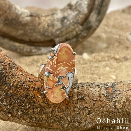 Malingano Jasper silver ring size 60